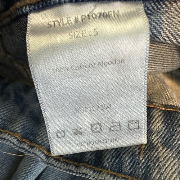 Fashion Nova high waist raw‎ hem straight leg Two Tone Jeans Women SZ 5 - Picture 4 of 5